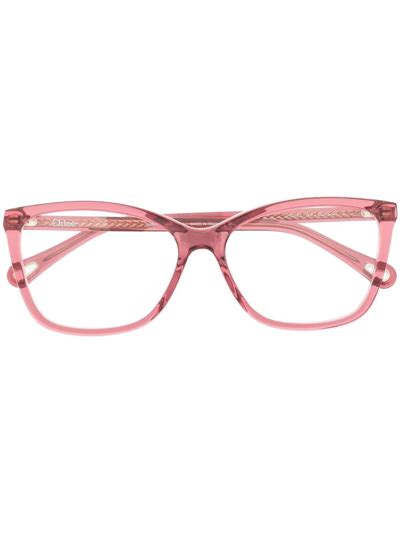 Chloé Square Frame Optical Glasses In Pink Modesens