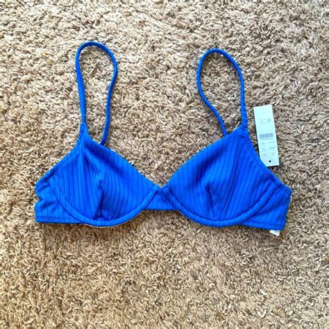 J Crew Swim J Crew Tidewater Blue Wide Rib French Bikini Top A Poshmark
