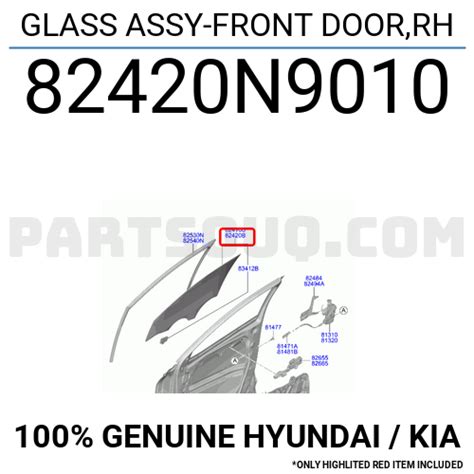 GLASS ASSY-FRONT DOOR,RH 82420N9010 | Hyundai / KIA Parts | PartSouq