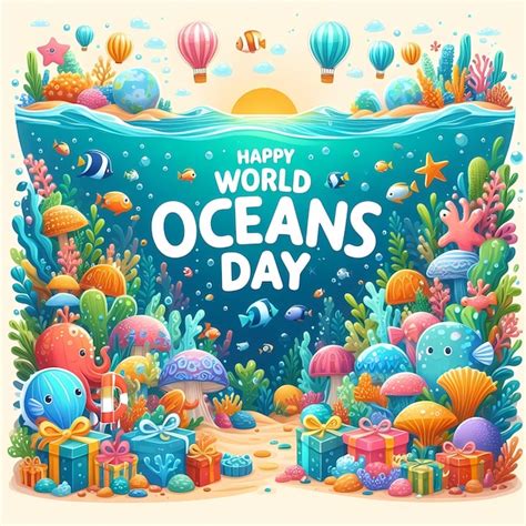 Premium Photo Design Poster For Happy World Oceans Day