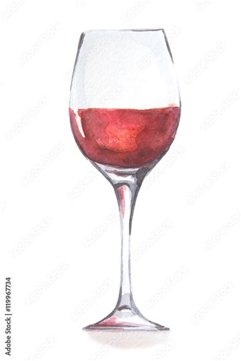 Watercolor Red Wine Glass Beautiful And Elegant Glass With Alcoholic