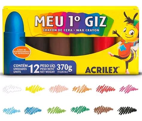 Giz De Cera Grosso Meu Primeiro Giz 12 Cores Acrilex Parcelamento