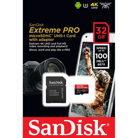 SanDisk Extreme Pro MicroSDHC UHS I U3 V30 A1 32GB SD Adapter Memory