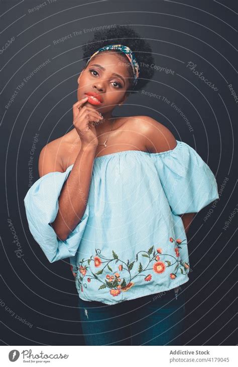 Naked Black Woman Under Neon Light A Royalty Free Stock Photo From Photocase