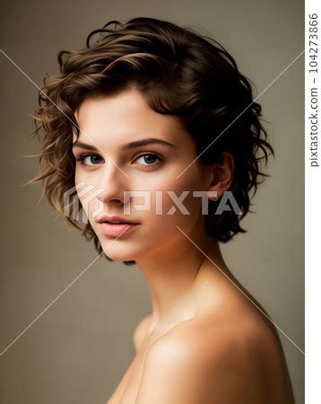 Portrait Of A Beautiful Nude Brunette Girl With Stock Illustration Pixta