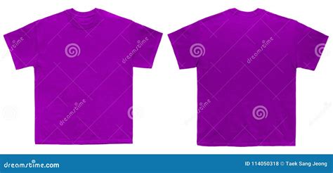 Blank T Shirt Color Purple Template Front and Back View Stock Photo ...