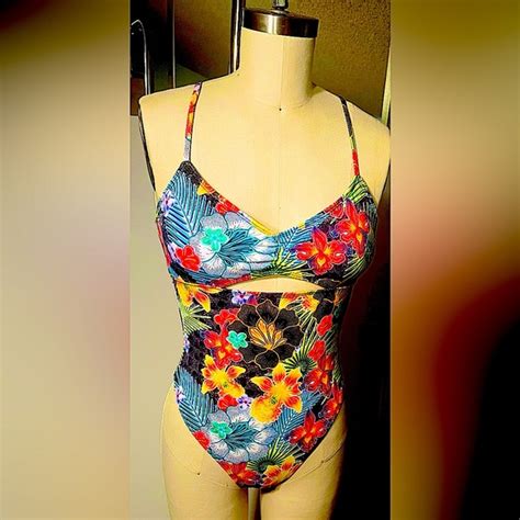 The Bikini Lab Swim The Bikini Lab Onepiece Tropical Print Strappy Swimsuit Poshmark