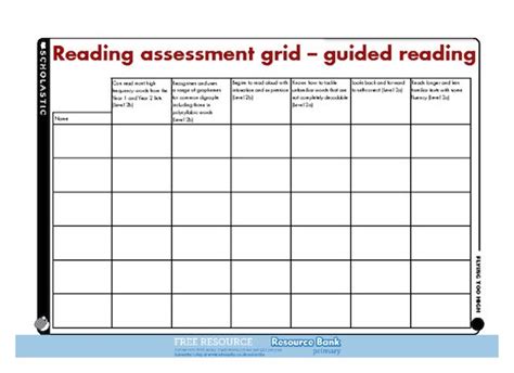 Reading Assessment Grid Guided Reading Scholastic Shop