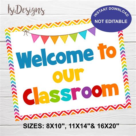 Welcome To Our Classroom Printable Sign Instant Download Back To