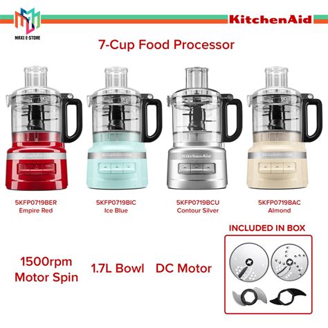 Kitchenaid 7 Cup Food Processor 1 7l Bowl Dc Motor 5kfp0719ber Red 5kfp0719bac Cream