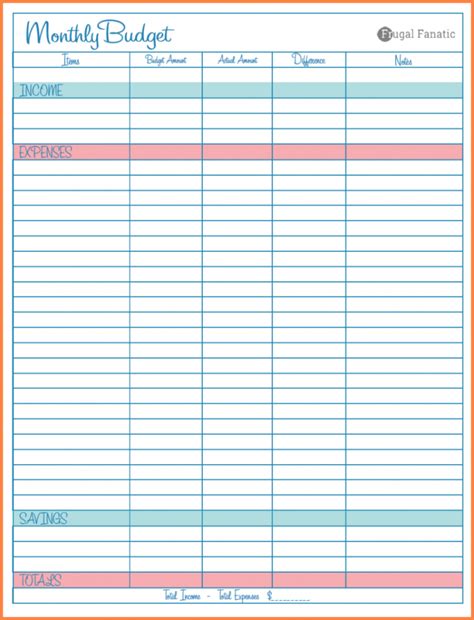 Printable Spreadsheet For Bills