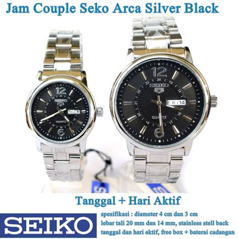 Jual Jam Couple Tanggal Hari Arca Seko Silver Black Di Lapak