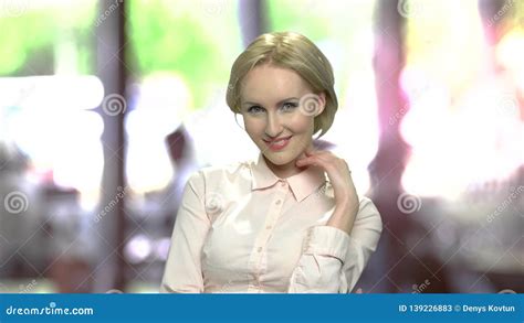 Flirty Blonde Woman Looking At Camera Stock Video Video Of Gesture