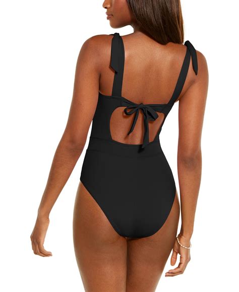 Women's Color Code Solid Tie Shoulder One-Piece Swimsuit – Online