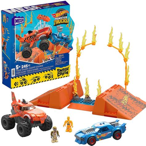 Конструктор Hot Wheels Mega Bloks Тигровая акула на арене Monster Trucks HKF88 купить с