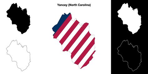 Yancey County North Carolina Outline Map Set 43577611 Vector Art At