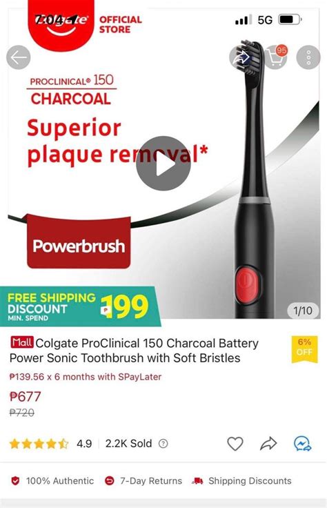 Colgate Battery Toothbrush ProClinical 150 Charcoal, Beauty & Personal ...