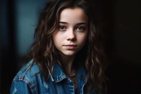 Premium AI Image Photo Portrait Of Teen Girl Having Brunette Hair Teen Girl Portrait In Jeans
