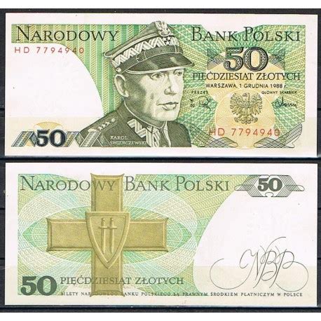 POLONIA 50 ZLOTY 1988 MARISCAL KAROL SWIERCZEWSKI Pick 142C BILLETE SC