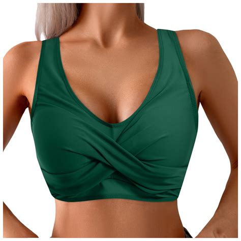 Women Swimsuit Bikini Top Wrap Self Tie Bathing Suit With Fixed Wide Straps Walmart