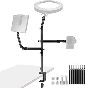 NEEWER Overhead Camera Desk Mount Rig Stand With 2 Boom Arms For