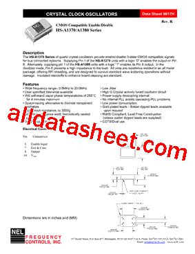 Hs A Datasheet Pdf Nel Frequency Controls Inc