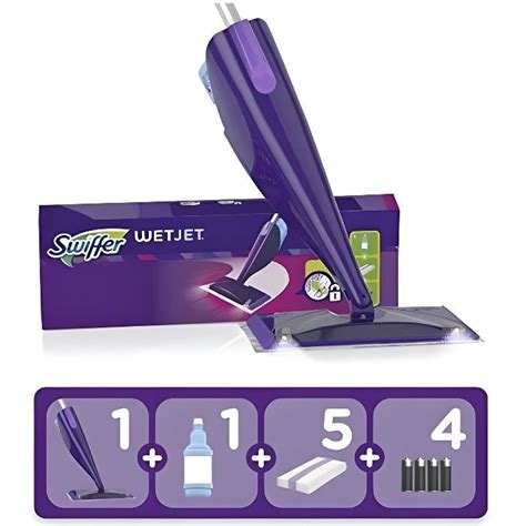 Swiffer WetJet Balai Spray Kit Complet 1 Balai Spray 5 Lingettes 1