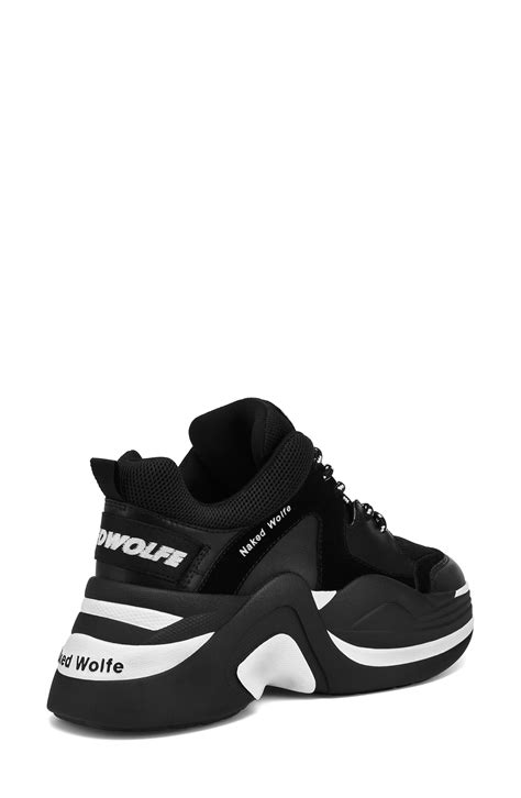 Naked Wolfe Track Double Chunky Platform Sneaker In Double Black Smart Closet