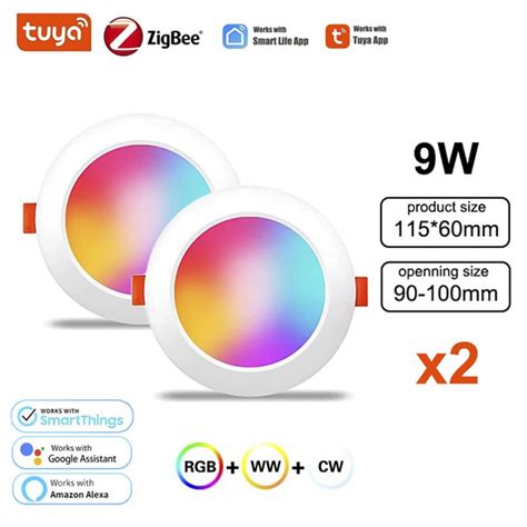Умная лампочка Zigbee-Downlight, RGB свет, 9 Вт, Светодиодная, 2 шт ...