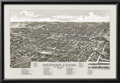 Denison TX 1886 Restored Map | Vintage City Maps