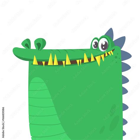 Cartoon Silly Crocodile Smiling Vector Illustration Isolated Stock