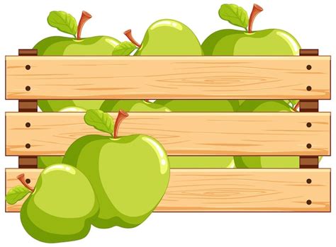 Manzanas Verdes Frescas En Cajas De Madera Vector Gratis