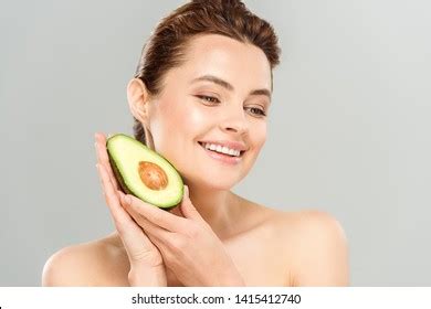 Happy Naked Woman Holding Half Ripe Stock Photo Shutterstock
