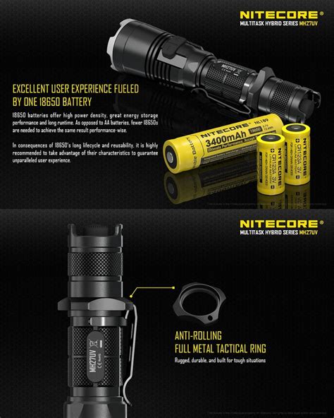 Lampe Tactique Nitecore MH27UV 1000Lumens lampe torche de chasse ...