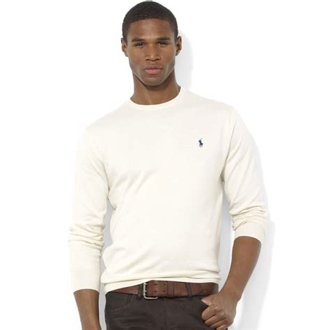 Lyst Ralph Lauren Crew Neck Pima Cotton Sweater In Natural For Men