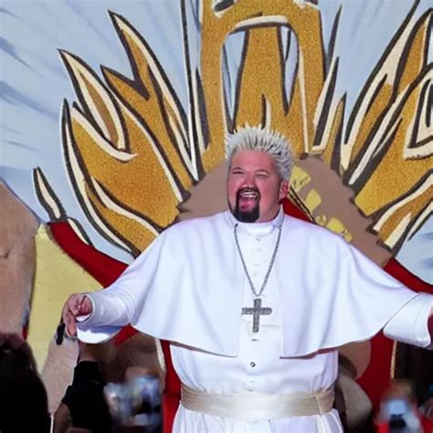 Guy Fieri Dressed As The Pope Giving A Speech In Stable Diffusion