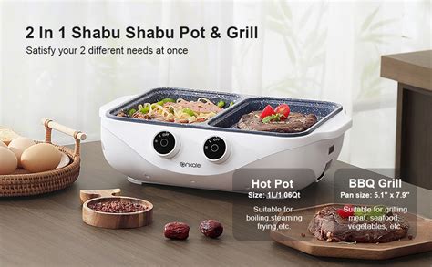 Amazon Ankale Mini Hot Pot Electric With Grill In Indoor Non Stick Shabu Shabu Pot And