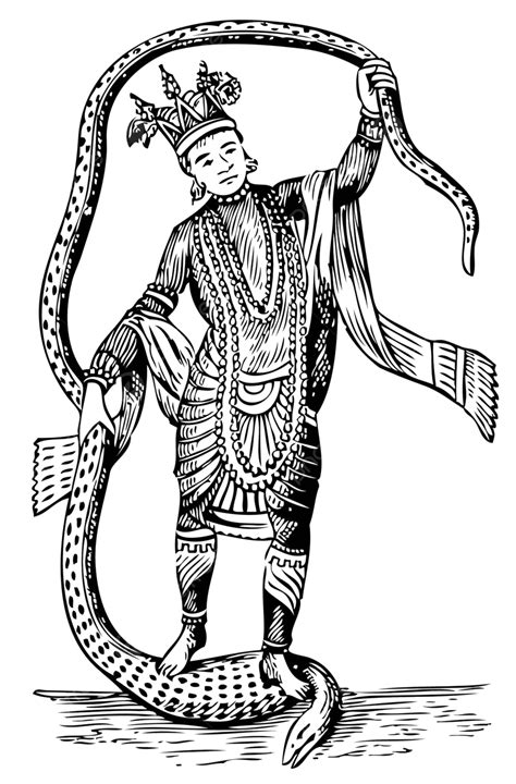 Vishnu In The 8th Avatar Engraved History Spiritual Vector Engraved