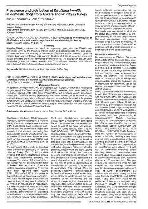 Pdf Prevalence And Distribution Of Dirofilaria Immitis In Domestic