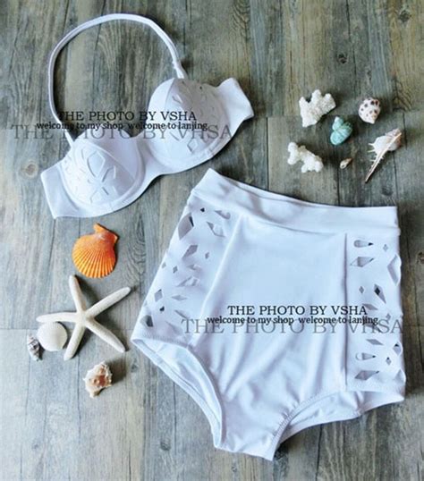 Vintage Laser Cut Pattern High Waisted Bikini Sets Ebay