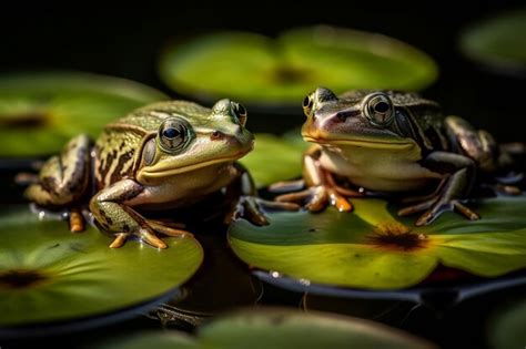 Premium Ai Image Frogs Sitting On A Green Leaf