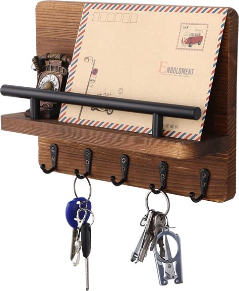 Faokze Porte Cl S Mural En Bois Avec Crochets Porte Courrier Range