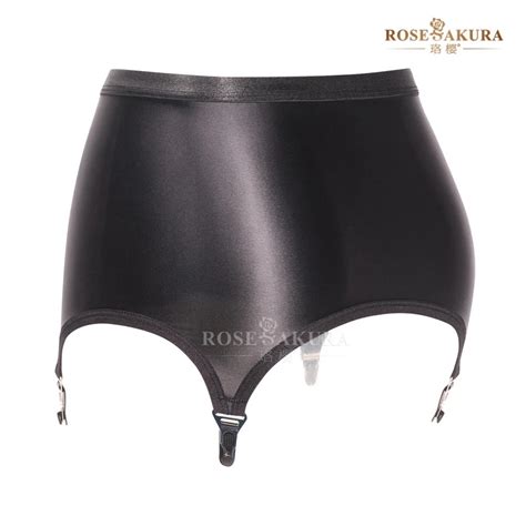 Sexy Lingerie Black Garter Belt Women S Oil Glossy Suspender Belts Female Elastic Garters
