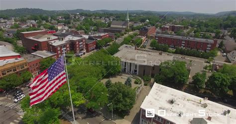 OverflightStock™ | Downtown Danbury Connecticut Drone View Aerial Stock