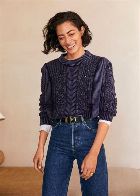 Embossed Contrasting Knit Sweater Women Mango United Kingdom