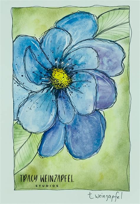 Blue Flower Watercolor Art Tutorial Tracy Weinzapfel