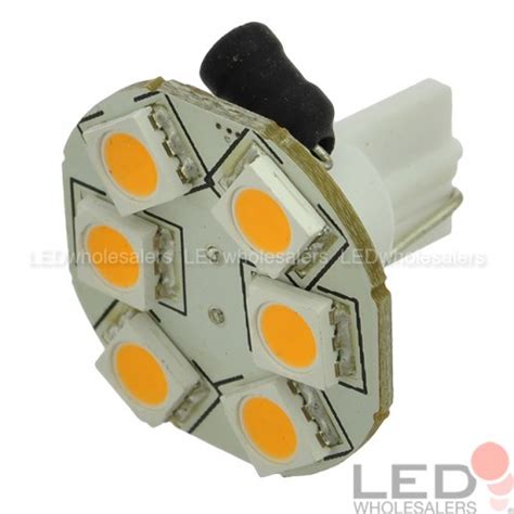 T10 194 Wedge Base Rear Mount Disc Type Led Bulb With 6xsmd5050 12v Ac