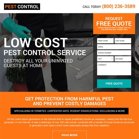 Pest Control Products And Services Landing Page Design Templates