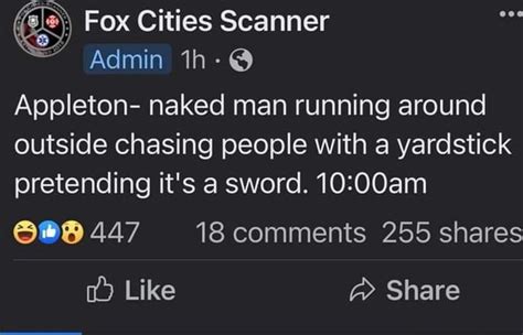 Fox Cities Scanner Admin Th Appleton Naked Man Running Around Outside
