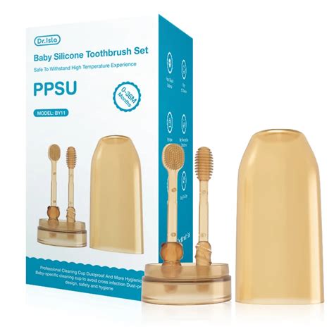 Детская Силиконовая зубная щетка 3-в-1 с крышкой, не содержит Бисфенол ...